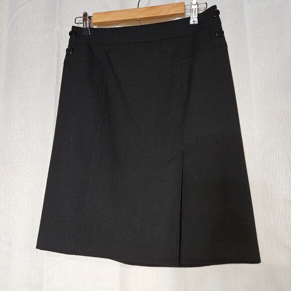 BCBGMaxAzria Black Off Center Front Split Hem Back Zip Lined Stretch Short Skirt - Picture 1 of 14